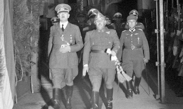 Francisco Franco with Adolf Hitler in Hendaye station